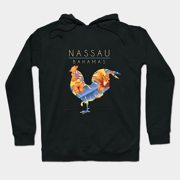 Nassau Bahamas Flower Hibiscus Chicken Lover Souvenir Hoodie by grendelfly73